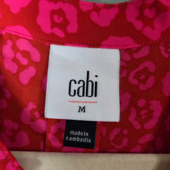 Cabi Womens Red Pink Kiss Top Sleeveless Button Down Size Medium - Picture 3 of 6